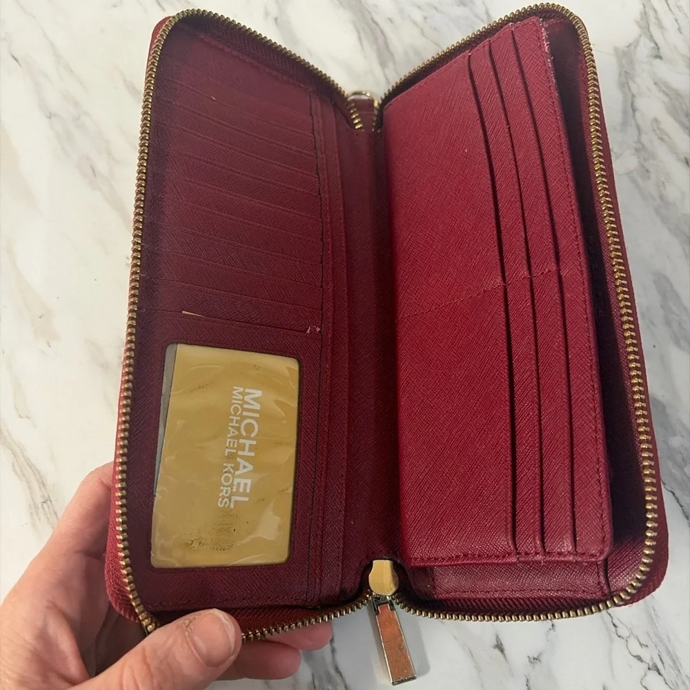 Michael Kors Crimson Leather Pouch